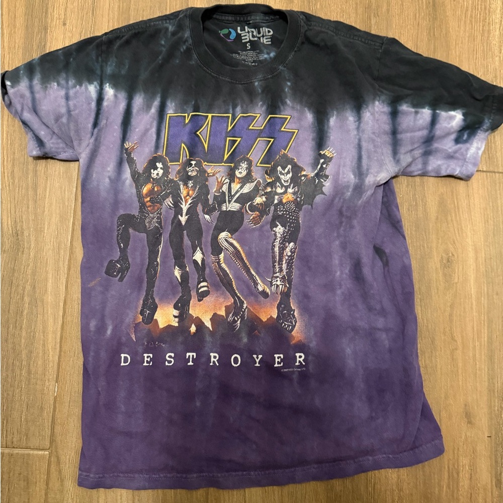 Liquid Blue KISS Destroyer Purple Tie-Dye T-Shirt
